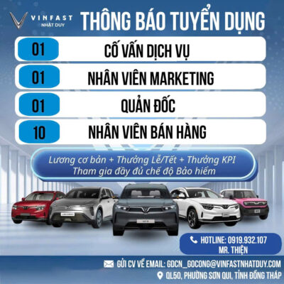 Tuyển dụng VinFast Nhật Duy Gò Công
