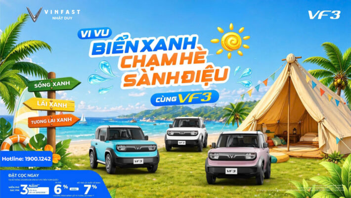 VINFAST VF 3 VI VU BIỂN XANH CHẠM HÈ SÀNH ĐIỆU